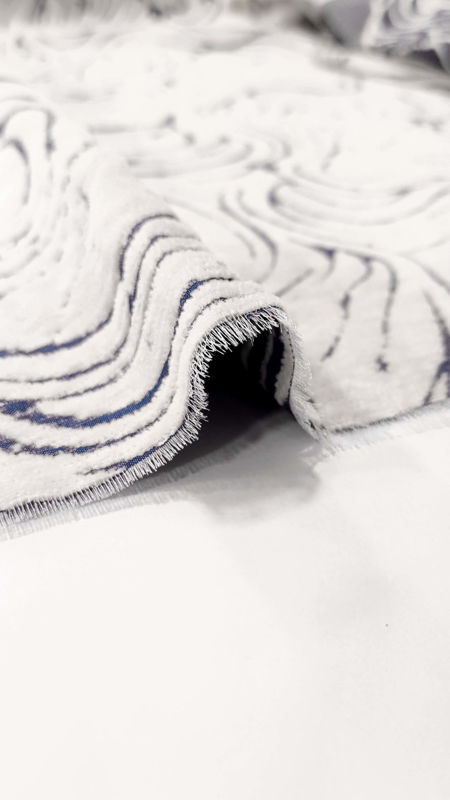 ژاکارد شانل طرح موجی 040722 کرم سرمه ای رنگ