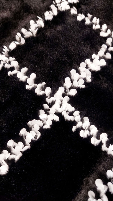 زمستانی خز روبان دوزی چهارخانه 040625 مشکی رنگ