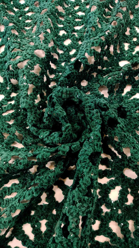 مجلسی گیپور مخمل قیطان دوزی 040716 سبز رنگ