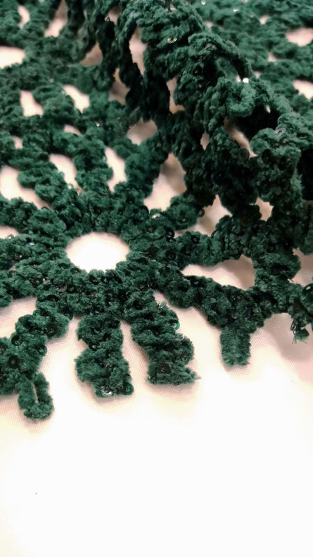 مجلسی گیپور مخمل قیطان دوزی 040716 سبز رنگ