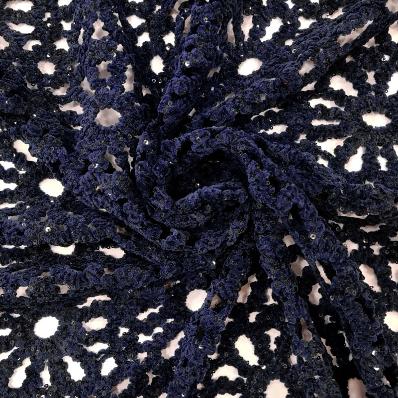 مجلسی گیپور مخمل قیطان دوزی 040716 سرمه ای رنگ