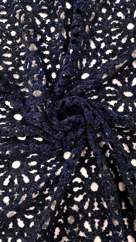 مجلسی گیپور مخمل قیطان دوزی 040716 سرمه ای رنگ