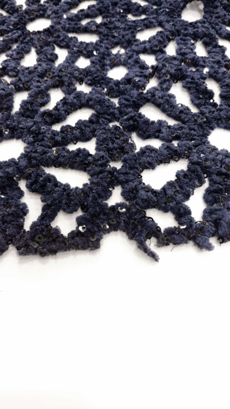 مجلسی گیپور مخمل قیطان دوزی 040716 سرمه ای رنگ