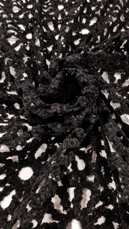 مجلسی گیپور مخمل قیطان دوزی 040716 مشکی رنگ